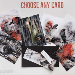 Lumitar Art Shopでポストカードをお選びください。ダークファンタジーカード、A6 10 x 15 cm。ダークフォレスト、魔法の動物のホームデコレーション、インスピレーションを与えるプリント、