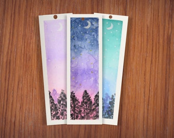Watercolor Hand-Painted Bookmarks - Sunset & Sunrise Watercolors - Aguarelle Los Marcadores - Plein Air Painted Book Marks
