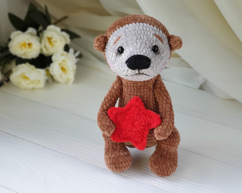 Otter soft toy / stuffed otter with starfish / plush otter / | Etsy