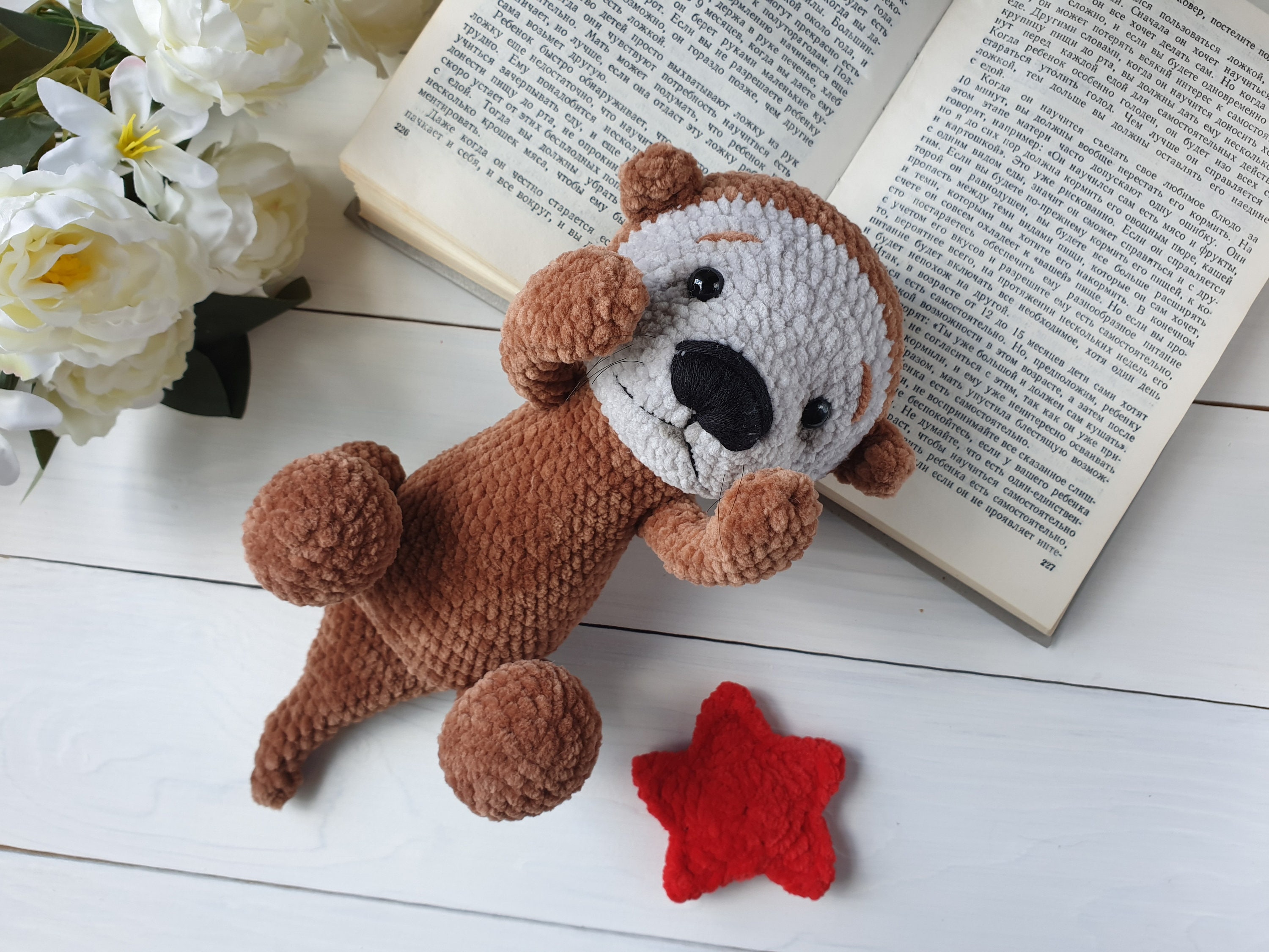 Otter soft toy / stuffed otter with starfish / plush otter / | Etsy