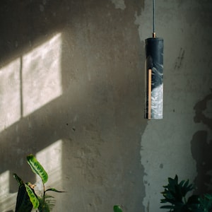 Pendant Luminaire -- black & white marbled concrete - design spot light