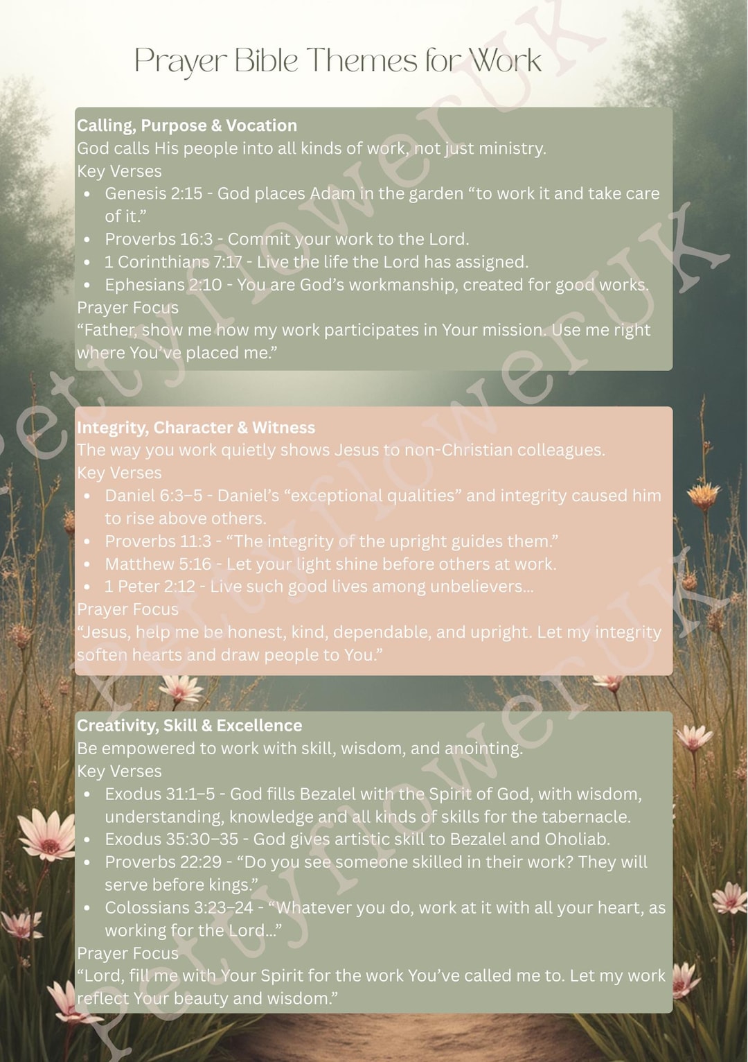 Prayer Bible Themes for Work | Christian Journal | Guide for Daily ...
