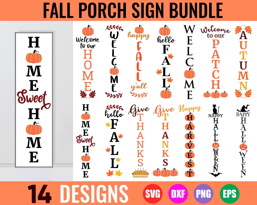 Fall Porch Sign SVG Bundle Welcome Porch Sign SVG Halloween - Etsy Canada