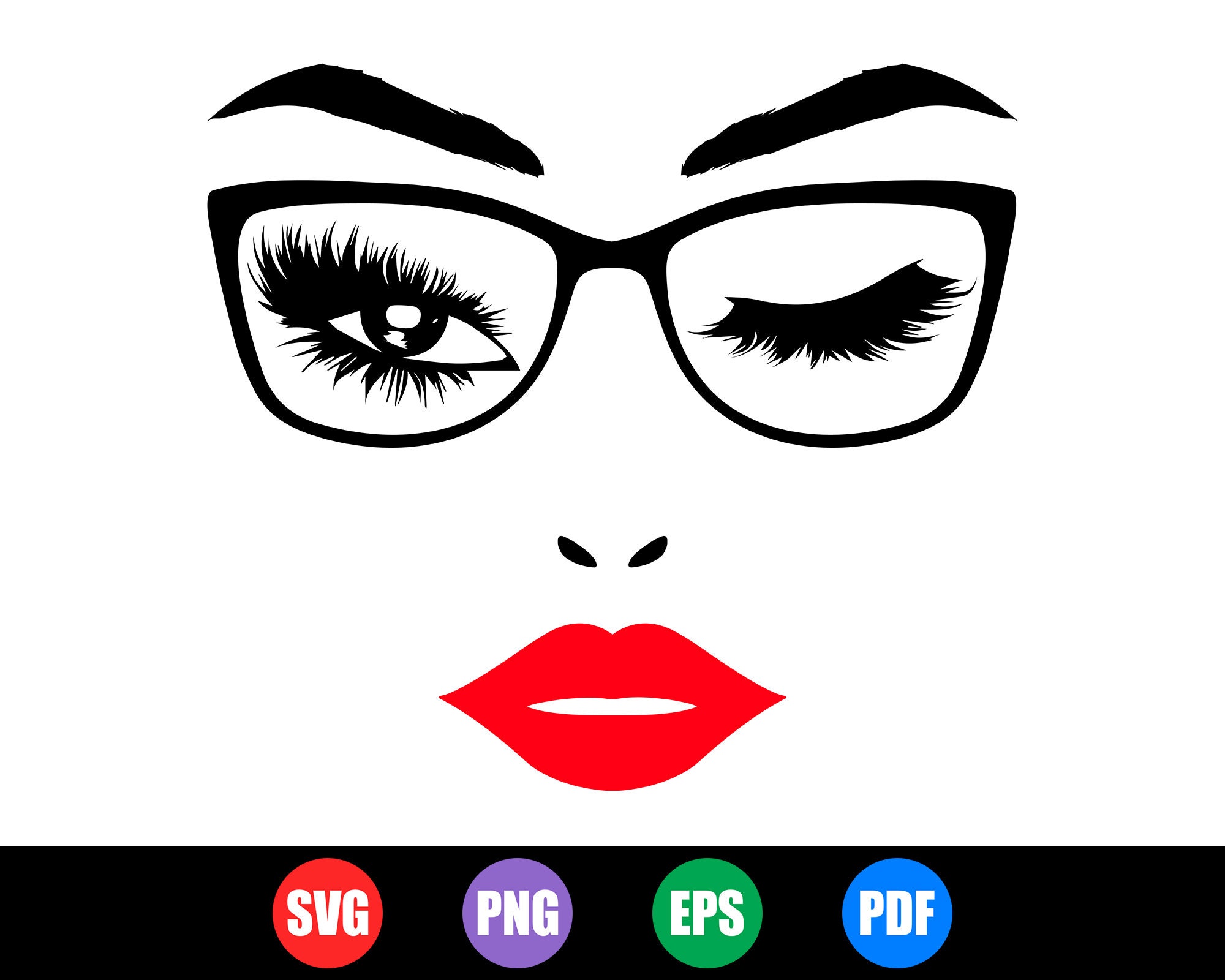 Download Woman Face SVG Blink Eye SVG Eyelashes SVG Girl with | Etsy