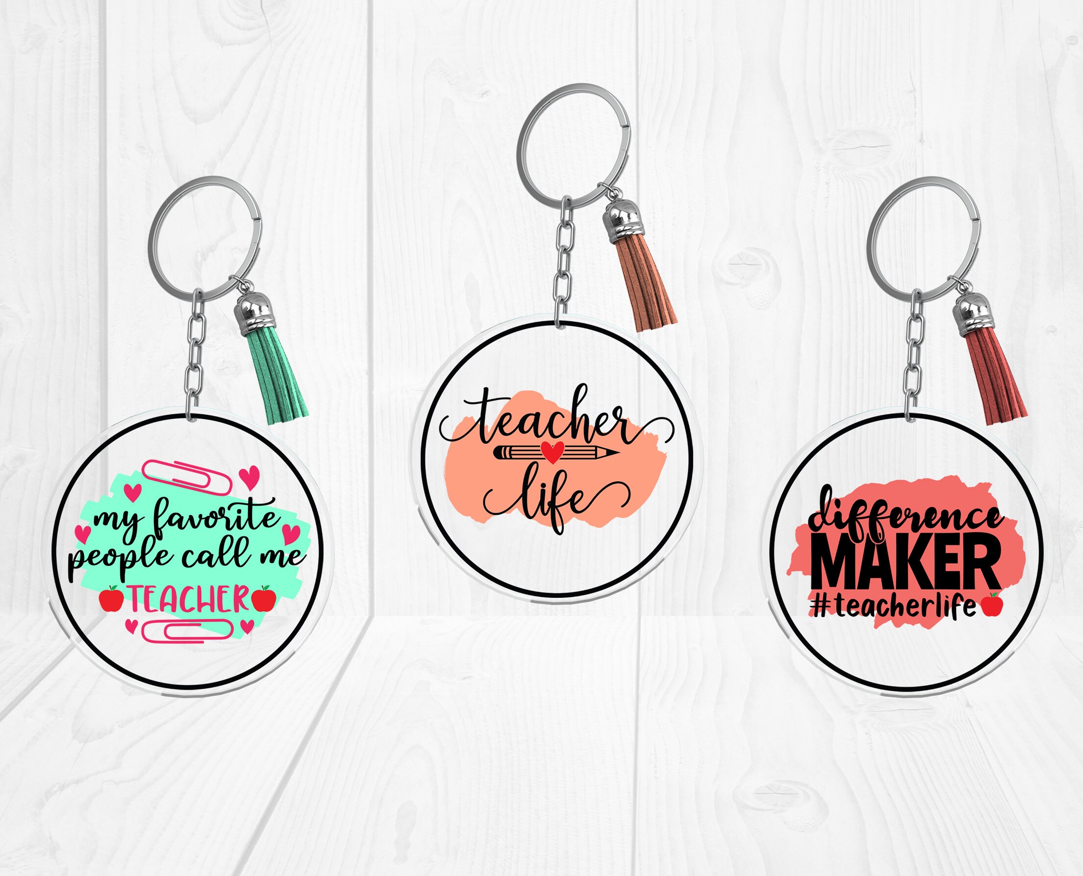 Teacher Keychain SVG Round Keychain SVG Keychain Pattern - Etsy UK