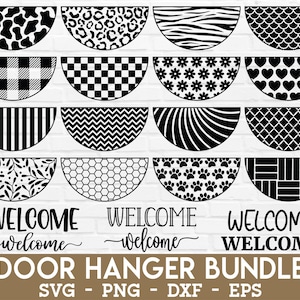 Door Hanger SVG Bundle - Round Sign SVG, Welcome Sign SVG, Round Door Hanger Svg, Animal Print Door Hanger, Farmhouse Sign Svg, Sign Png