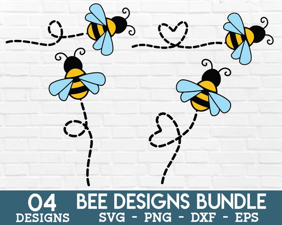 Bee Svg, Heart Dotted Line Svg, Honeybee, Bumblebee, Heart Trail, Heart  Path. Vector Cut file Cricut, Silhouette, Pdf Png Eps Dxf.