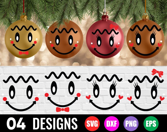Gingerbread Face SVG, Gingerbread Face Ornament SVG, Disc Ornament SVG
