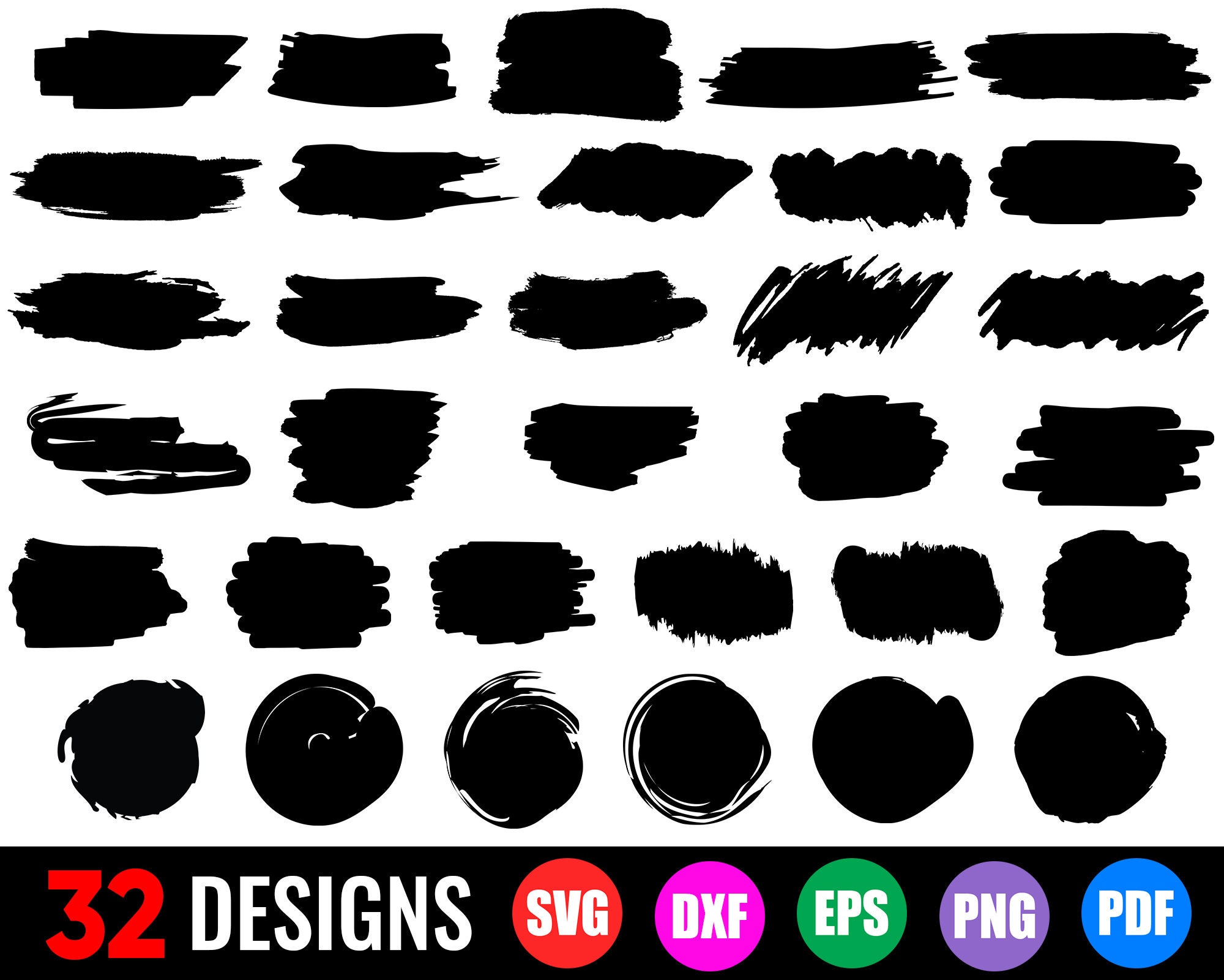 Paint Brush Stroke SVG Bundle Brush Stroke Clipart Brush - Etsy Canada