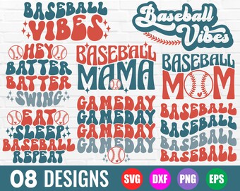 Baseball SVG PNG DXF Bundle - Retro Baseball Svg, Baseball Mom svg, Baseball Mama svg, Baseball Sublimation, Baseball Svg, Baseball Png
