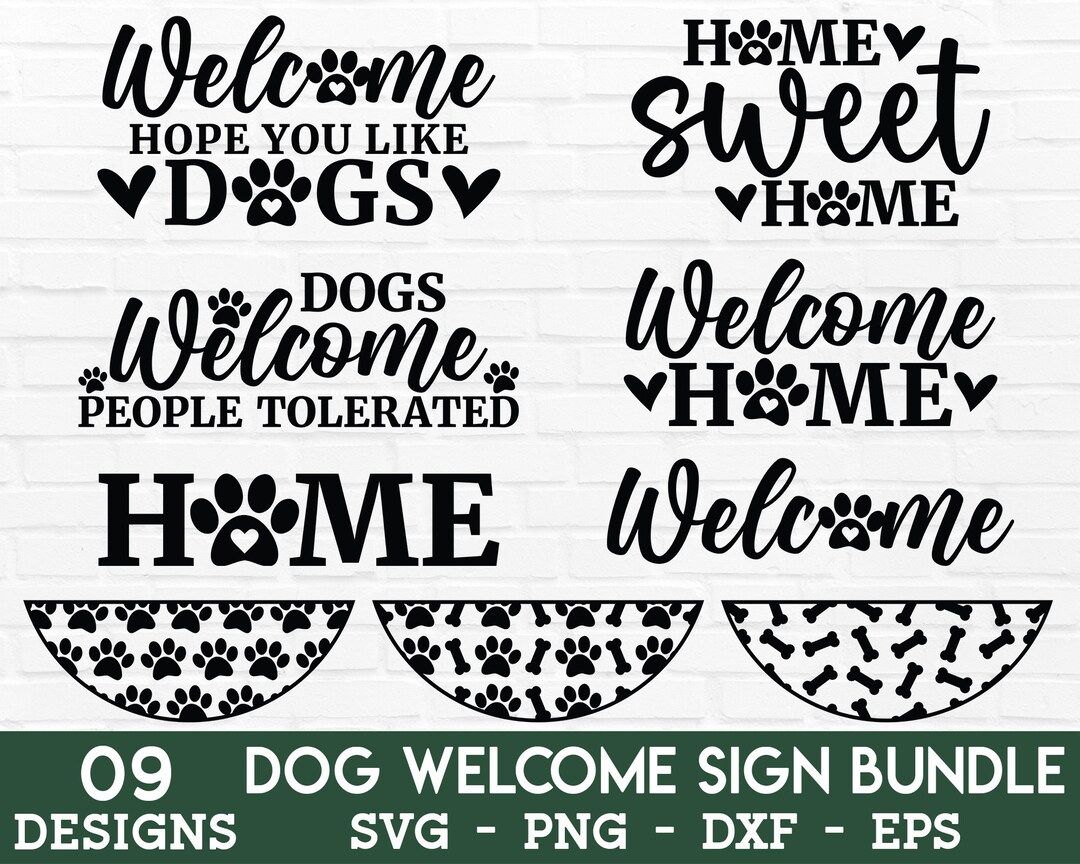 Dog Sign SVG Bundle Dog Sign SVG, Door Hanger SVG, Dog Round Sign Svg, Front Door Sign