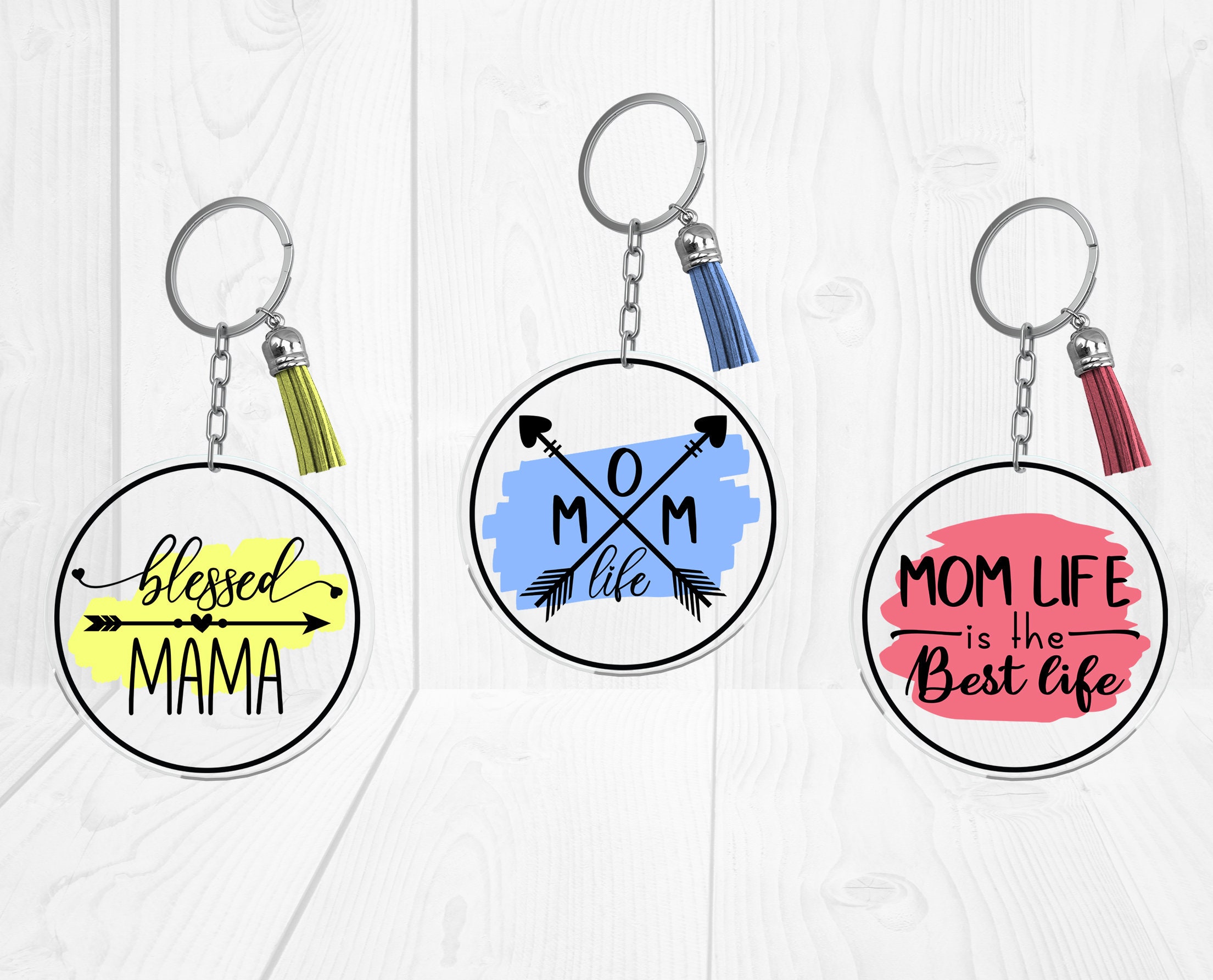 Mom Life Keychain SVG Round Keychain SVG Keychain Pattern | Etsy
