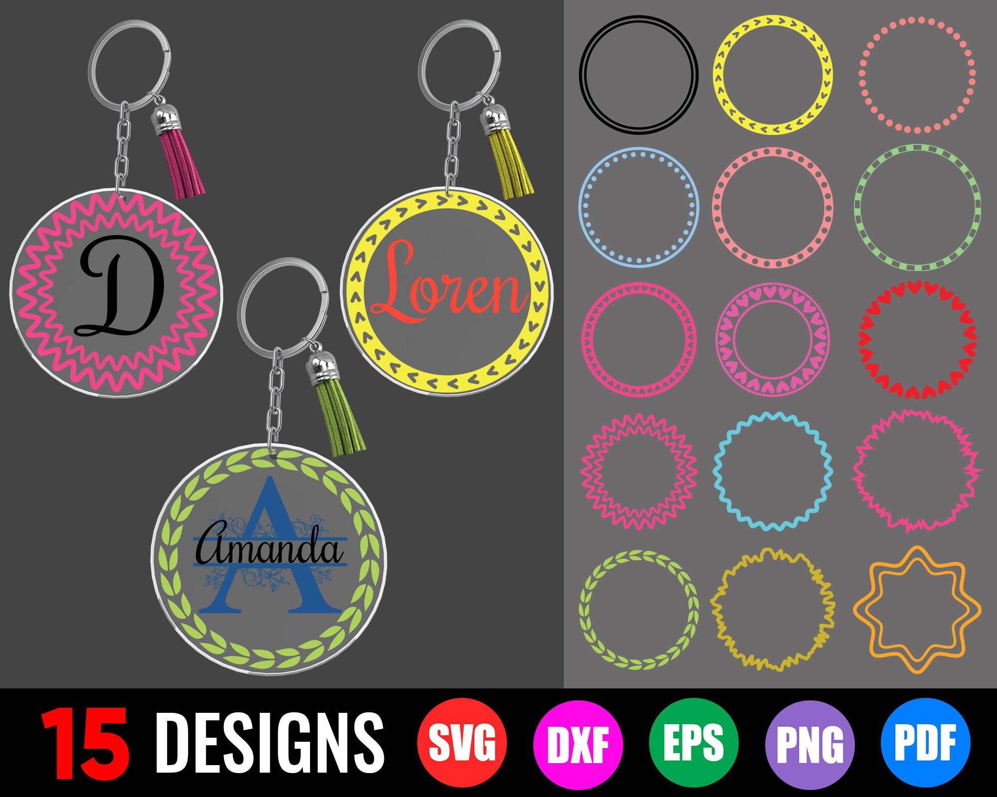 Circle Frames SVG Keychain Patterns SVG Keychain SVG Etsy