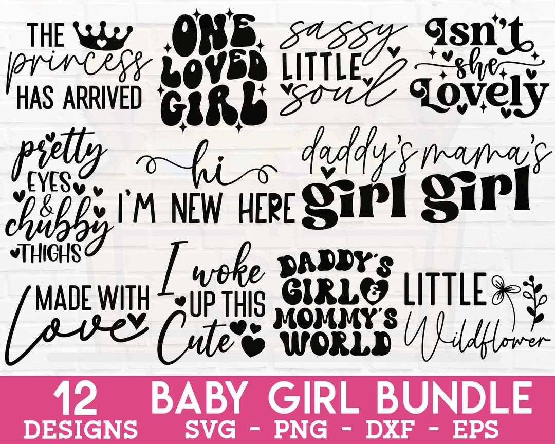 Baby Girl SVG Bundle Baby Shower SVG, Newborn SVG, Baby Onesie Svg ...