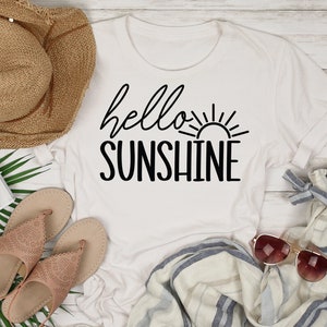 Hello Sunshine Svg, Summer Svg, Summer Shirt Svg, Summer Cut File, Be ...