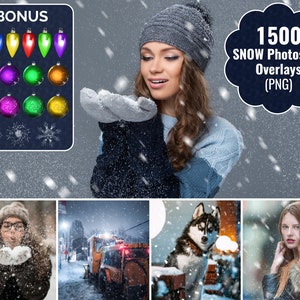 Realistic Snow Overlays - Winter Overlays, Christmas Overlays, Falling Snow Overlays, Snow Overlay Photoshop, Snowflakes Overlay,
