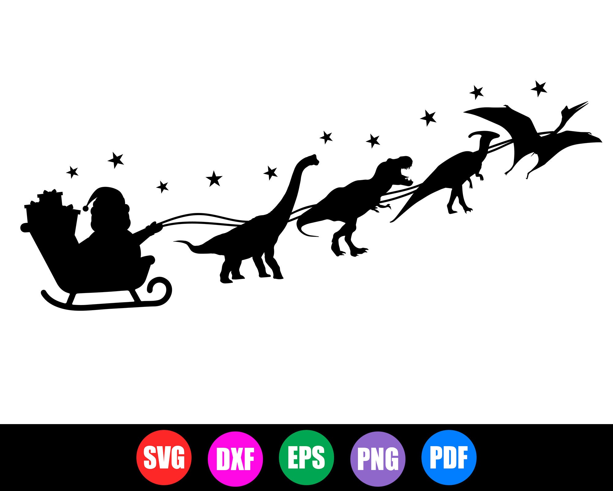 Dinosaur Sleigh SVG Christmas SVG Santa SVG Christmas | Etsy
