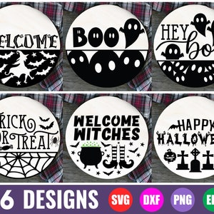 Halloween Round Sign SVG Bundle - Round Sign Halloween svg, Halloween Door Hanger svg, Boo Ghost svg, Halloween Sign svg, Halloween PNG, DXF