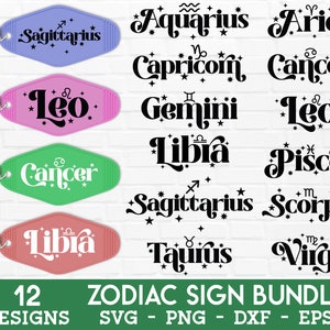 Sagittarius Zodiac Keychain, Zodiac Keyring, Astrology Charm