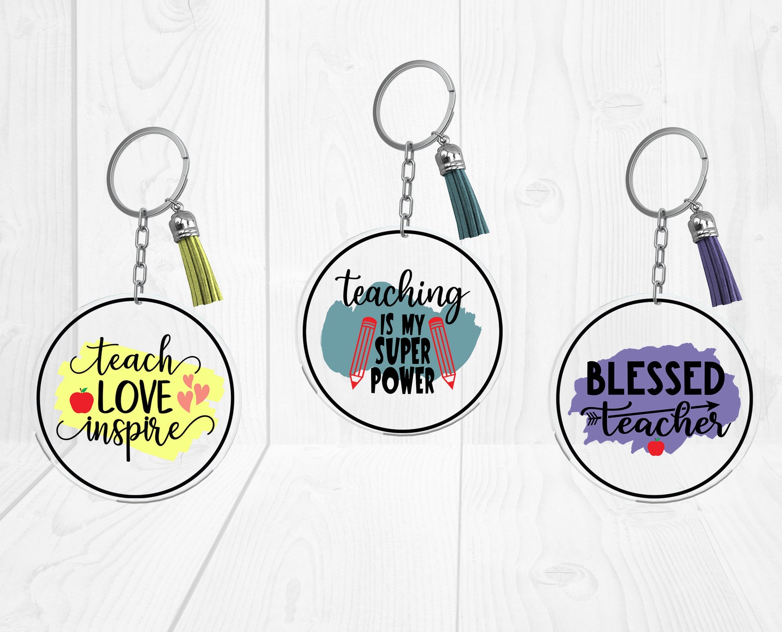 Teacher Keychain SVG Round Keychain SVG Keychain Pattern - Etsy UK