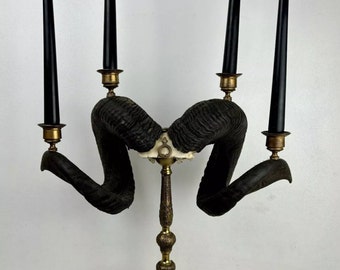 Taxidermy Aries Trophy Candelabra Cabinet Curiosity.