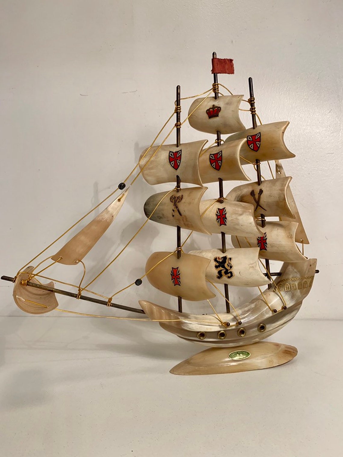 Vintage Model of Cow Horn Boat. Vintage Horn Model Boat Etsy