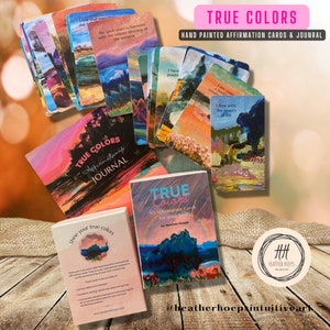 NOVO - Baralho de cartas de afirmação e diário True Colors - nova edição limitada pintada à mão - inclui porta-cartões, cartão postal e adesivo