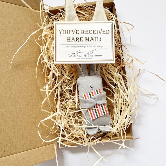 Grey Hare Mail Happy Mail Personalised Hare Personalised Etsy