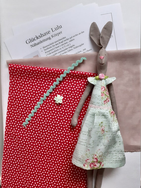 Materialset - Lucky Bunny Lulu With Red Heart Dress - Etsy
