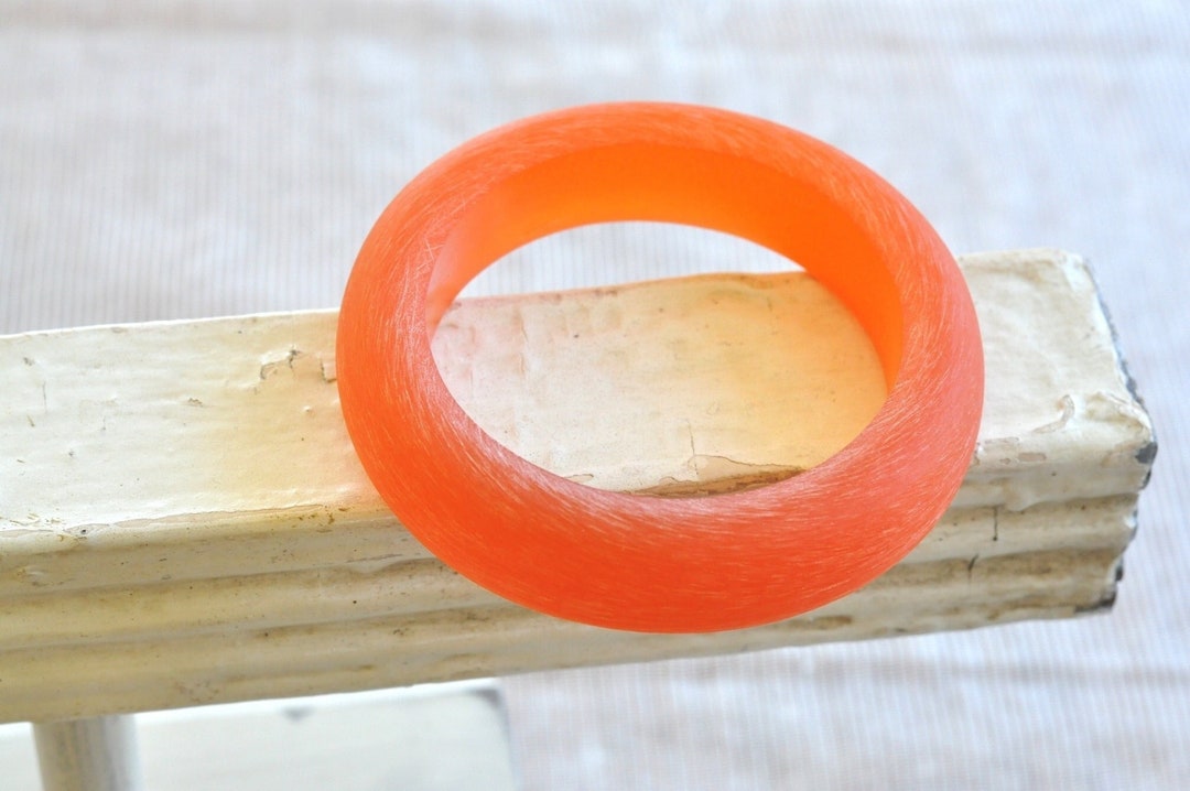 Orange Lucite Bangle Bracelet. Domed With a Roughened Etsy Australia