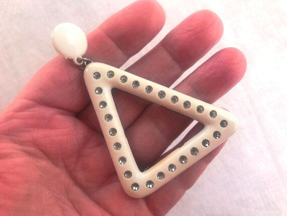 Ivory plastic triangular earrings.  Asymmetric la… - image 6