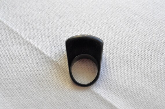 Squared black bubble ring with Rhinestones.  Tall… - image 3