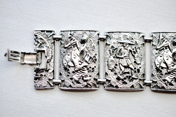 Wide aluminium, Oriental panel bracelet.  Alterna… - image 5