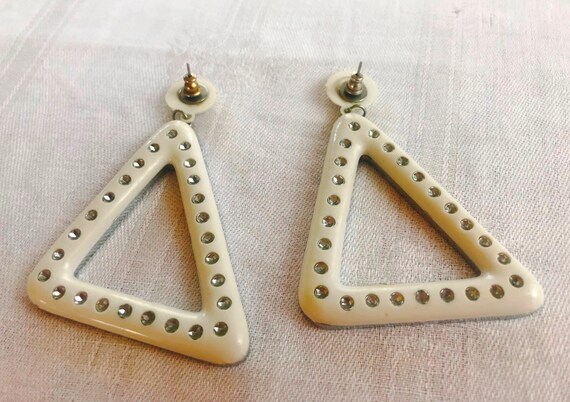 Ivory plastic triangular earrings.  Asymmetric la… - image 2
