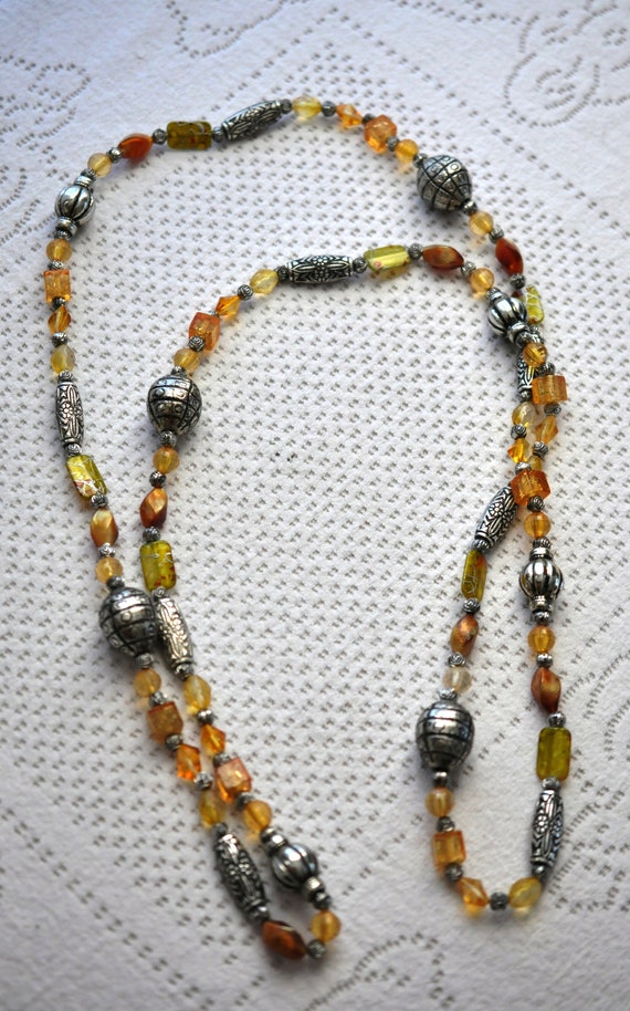 Long, Hippie, Flapper, Galalith bead necklace.  E… - image 4