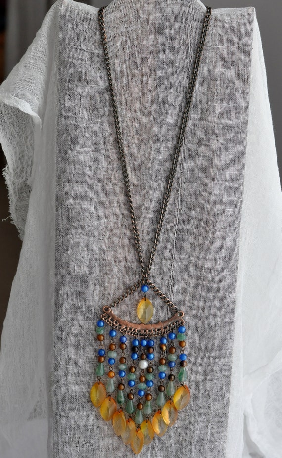 Egyptian inspired Lucite and Copper necklace.  Da… - image 3