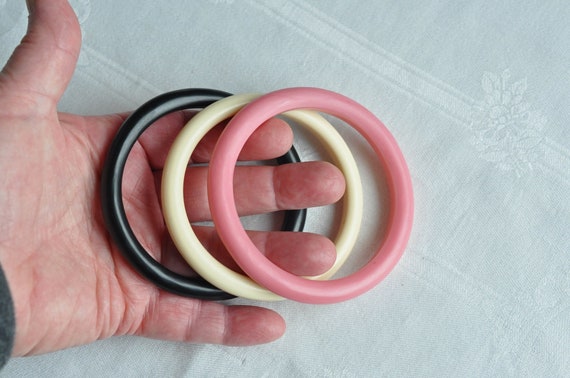 Pink, ivory and black spacer bangles.  Rockabilly… - image 2