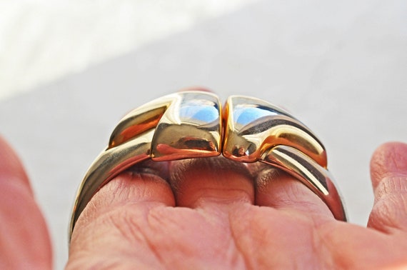 Solid, silver toned Brass clamper bangle, bracele… - image 4