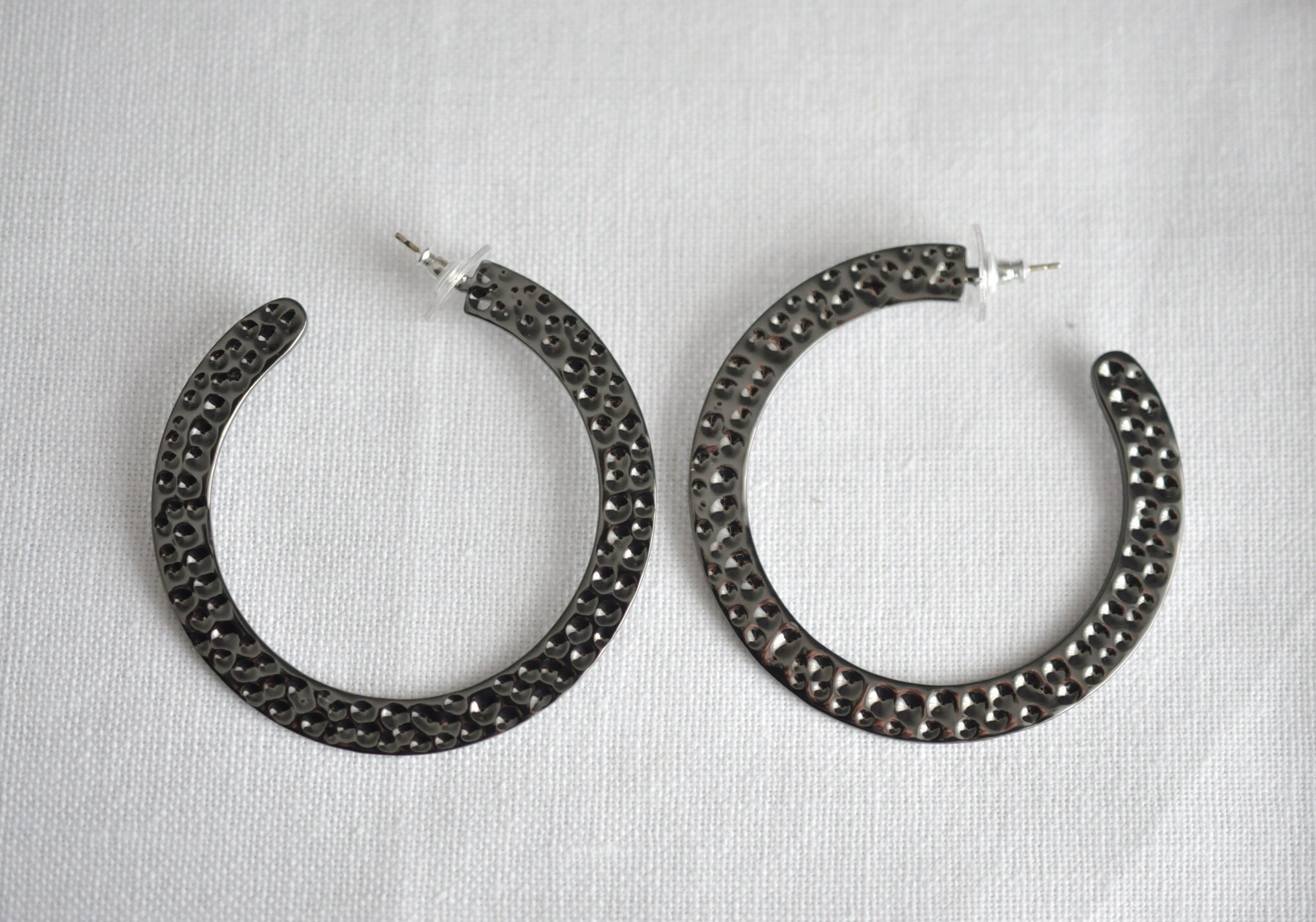 Black rhinestone outlet hoop earrings