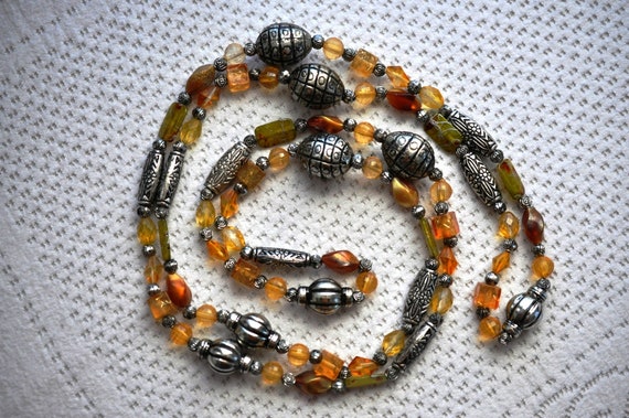 Long, Hippie, Flapper, Galalith bead necklace.  E… - image 8