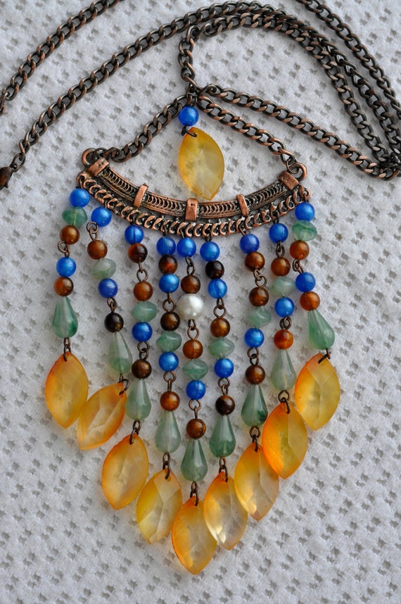 Egyptian inspired Lucite and Copper necklace.  Da… - image 6