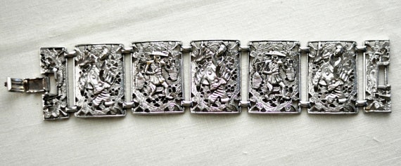 Wide aluminium, Oriental panel bracelet.  Alterna… - image 9