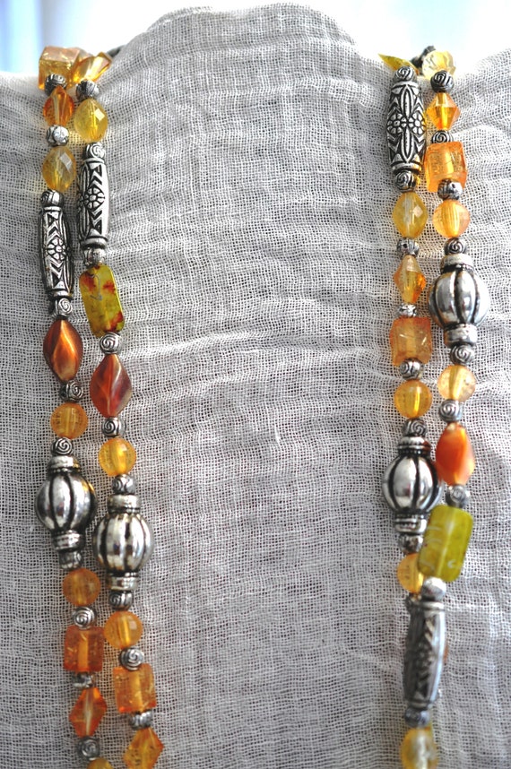 Long, Hippie, Flapper, Galalith bead necklace.  E… - image 9