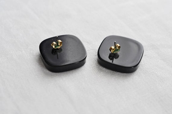 Rounded square MOP, Lucite stud earrings.  Beauti… - image 5