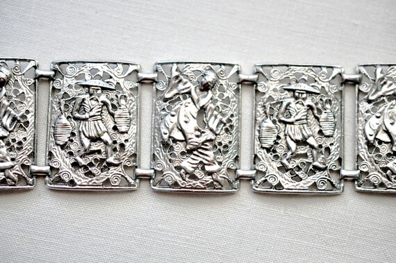 Wide aluminium, Oriental panel bracelet.  Alterna… - image 8