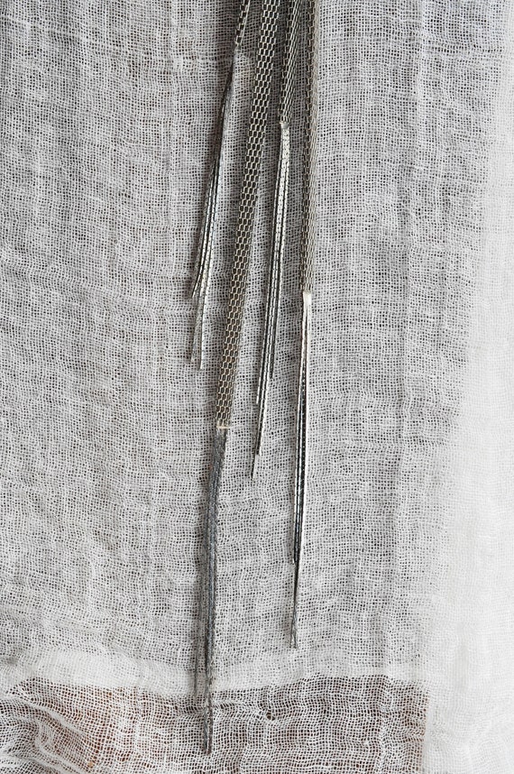 Silver metal, brickwork chain tassel necklace.  L… - image 6
