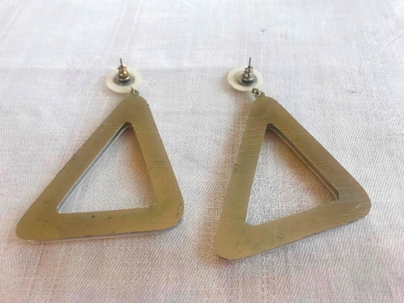 Ivory plastic triangular earrings.  Asymmetric la… - image 5