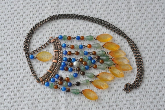 Egyptian inspired Lucite and Copper necklace.  Da… - image 7