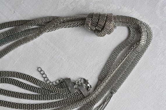 Silver metal, brickwork chain tassel necklace.  L… - image 7