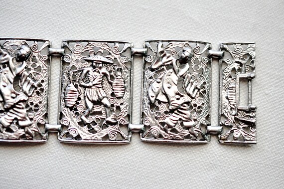 Wide aluminium, Oriental panel bracelet.  Alterna… - image 4